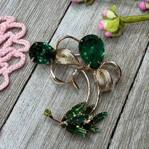 Vintage Green and Gold Leaf Brooch